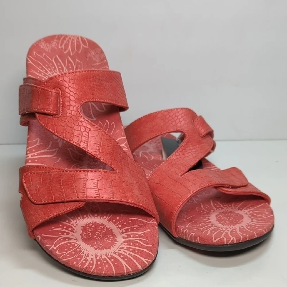 NWT Vionic Laurel snake print floral slip on Sandals womans size 11W EU 42